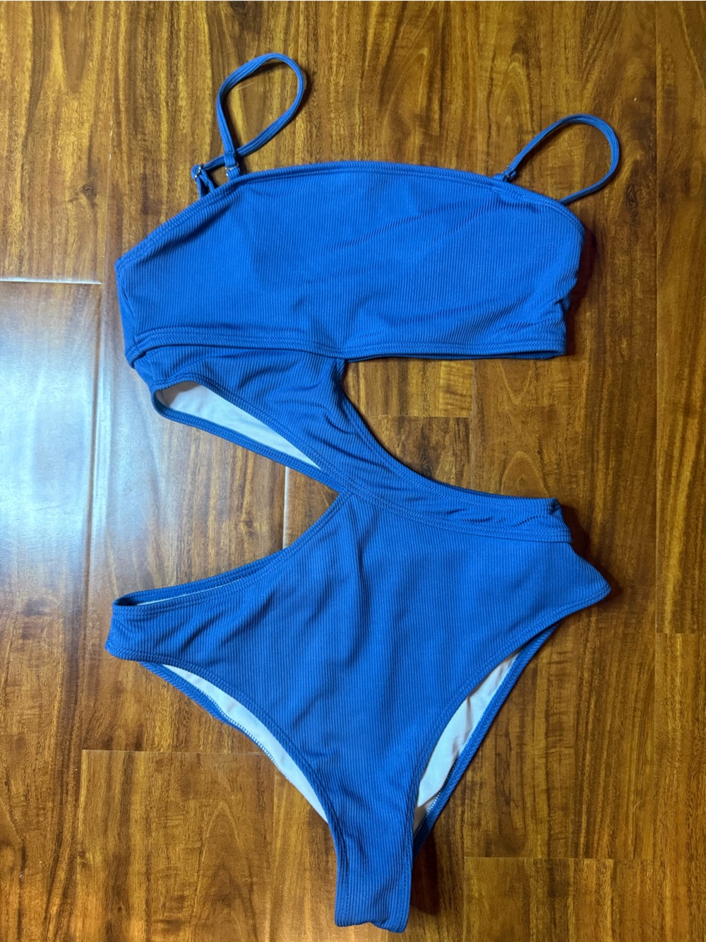 Blue One-Shoulder Cutout Women's Swimsuit